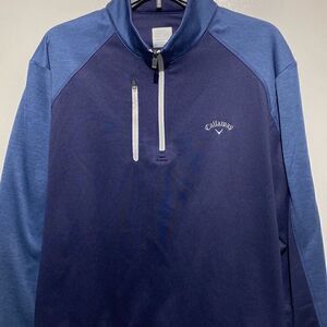 Callaway Men's Blue Mock Neck Quarter Zip Tech Fleece Jacket Size Medium